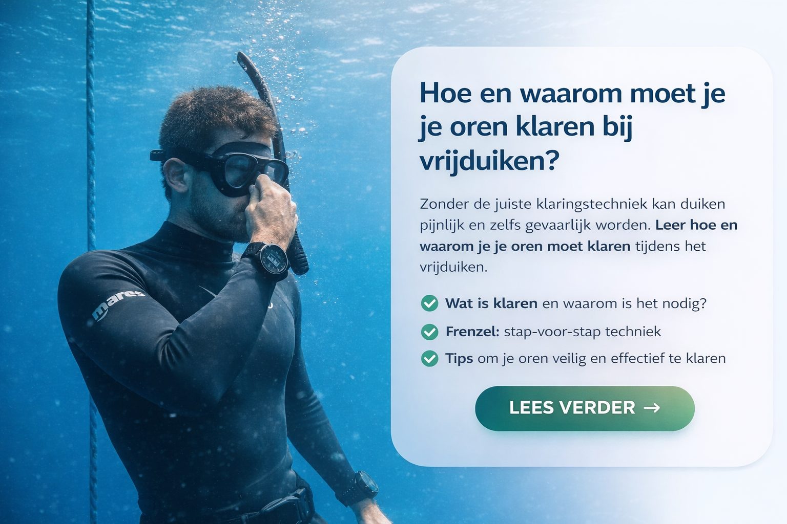 Hoe en waarom moet je je oren klaren bij freediving?
