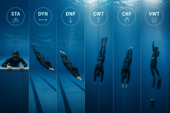 Wat zijn freedive disciplines?